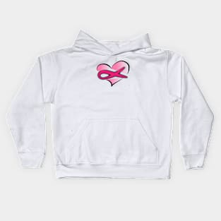 Cancer ribbon heart Kids Hoodie